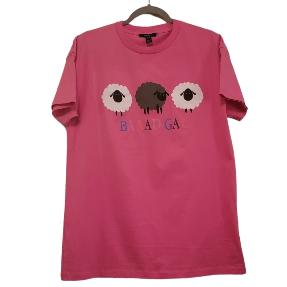 Pink Forever 21 Women's "Baaad Gal" Graphic T-Shirt